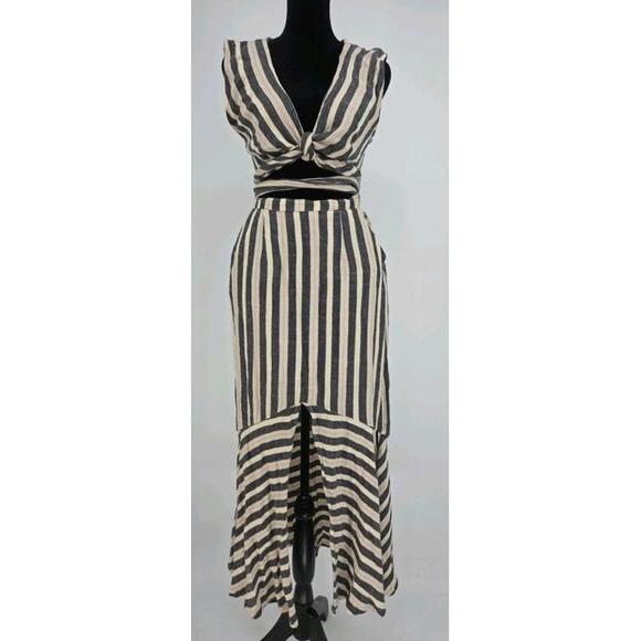 Free People La Babe Stripe Midi Dress 2 Pockets - Picture 3 of 8